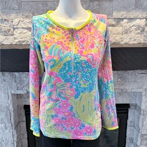 Lilly Pulitzer Luxletic UPF 50+ Half Zip Rash Guard Active Top | M